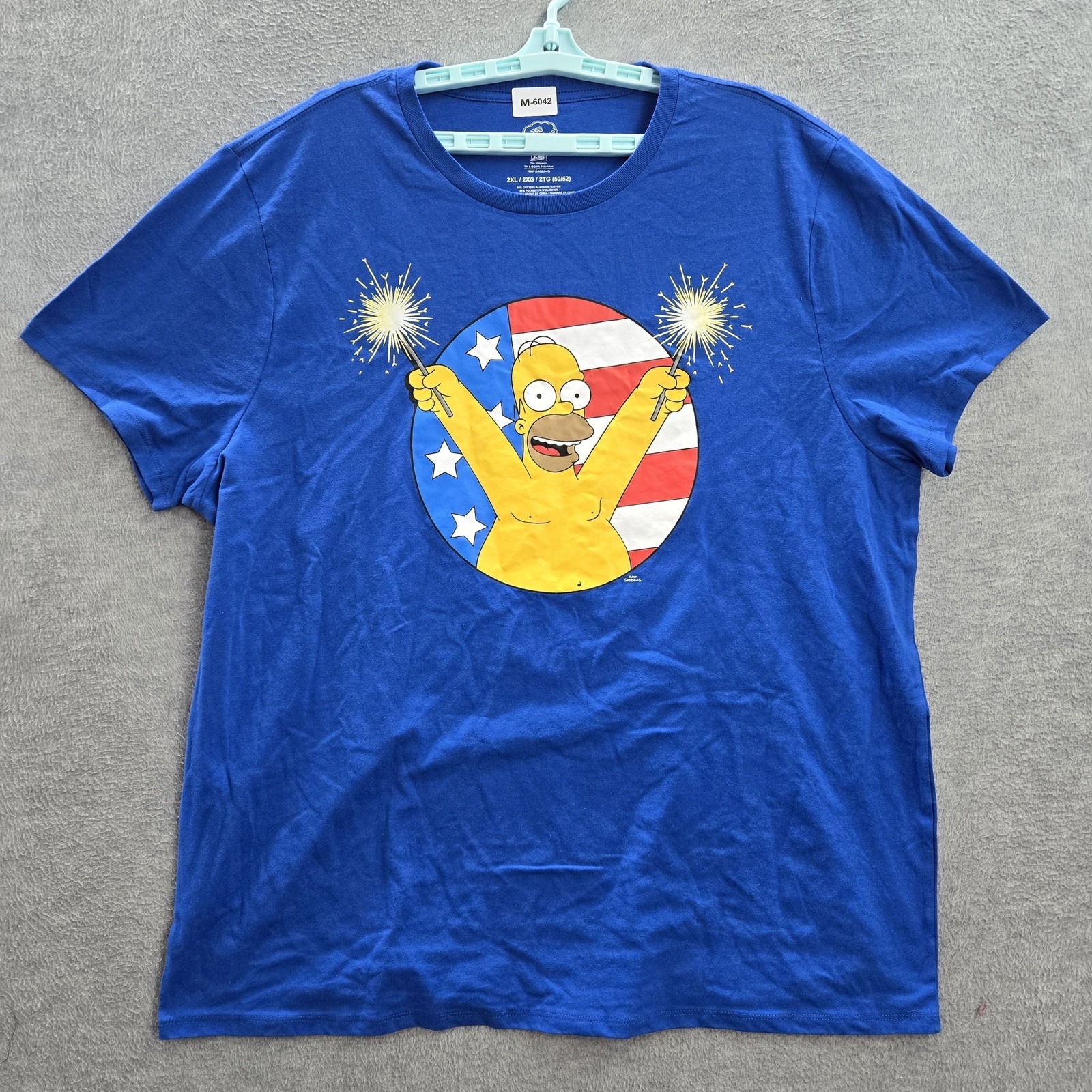 The Simpsons Men Shirt 2xl Blue Graphic Print Homer Simpson Logo Short Sleeve